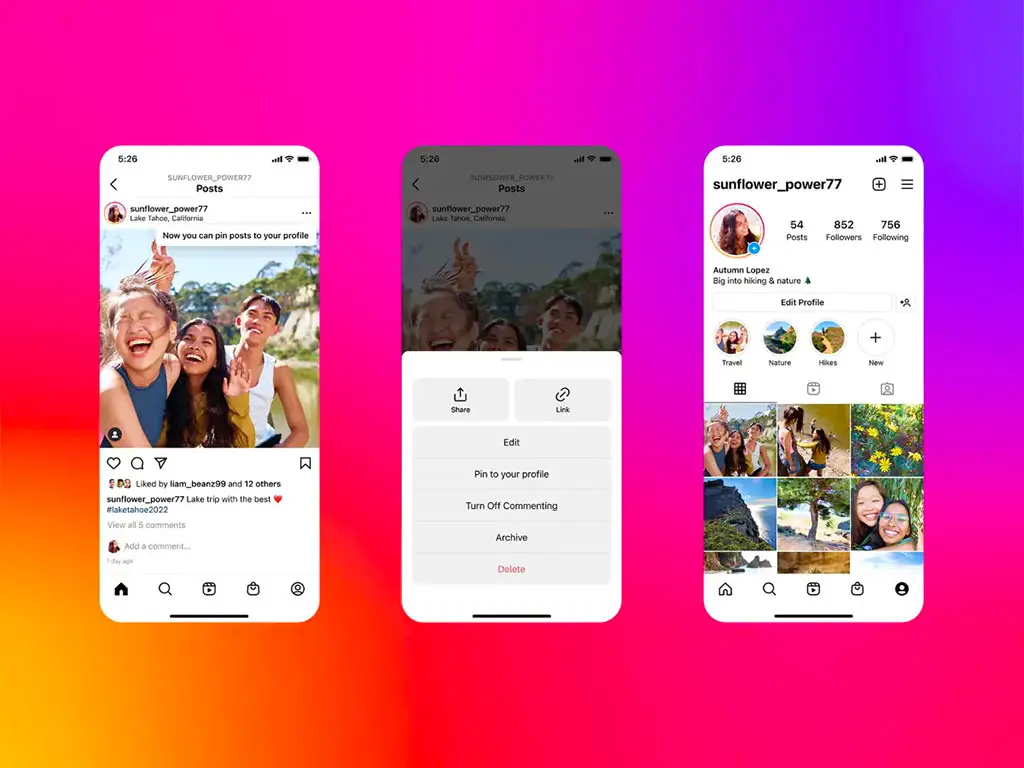 instagram pin posts
